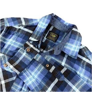 Jachs Heritage Flannel Shirt Men Small‎ Blue Green Long Sleeve Plaid Outdoor